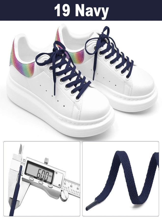 DELELE Flat Shoe Laces for Sneakers: 51 inch Navy 6/25 inch Narrow Athletic Shoelaces 2 Pair - Image 3